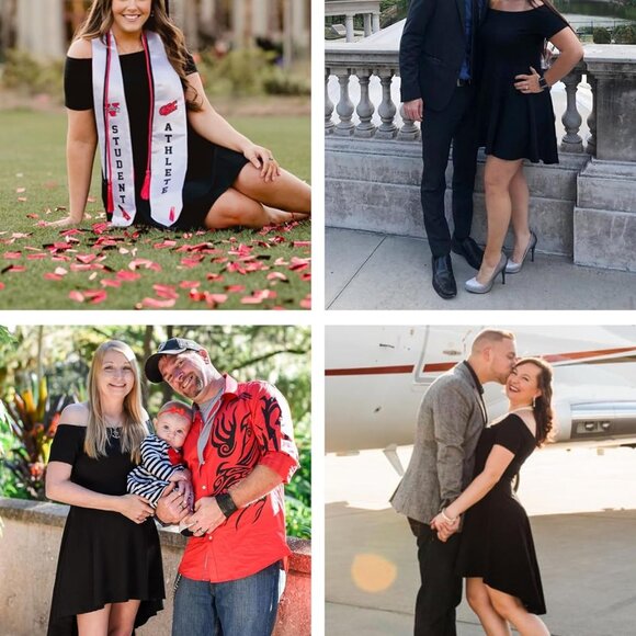 Black Off The Shoulder Short Sleeve High Low Cocktail Dress for All Occasions - Picture 6 of 6